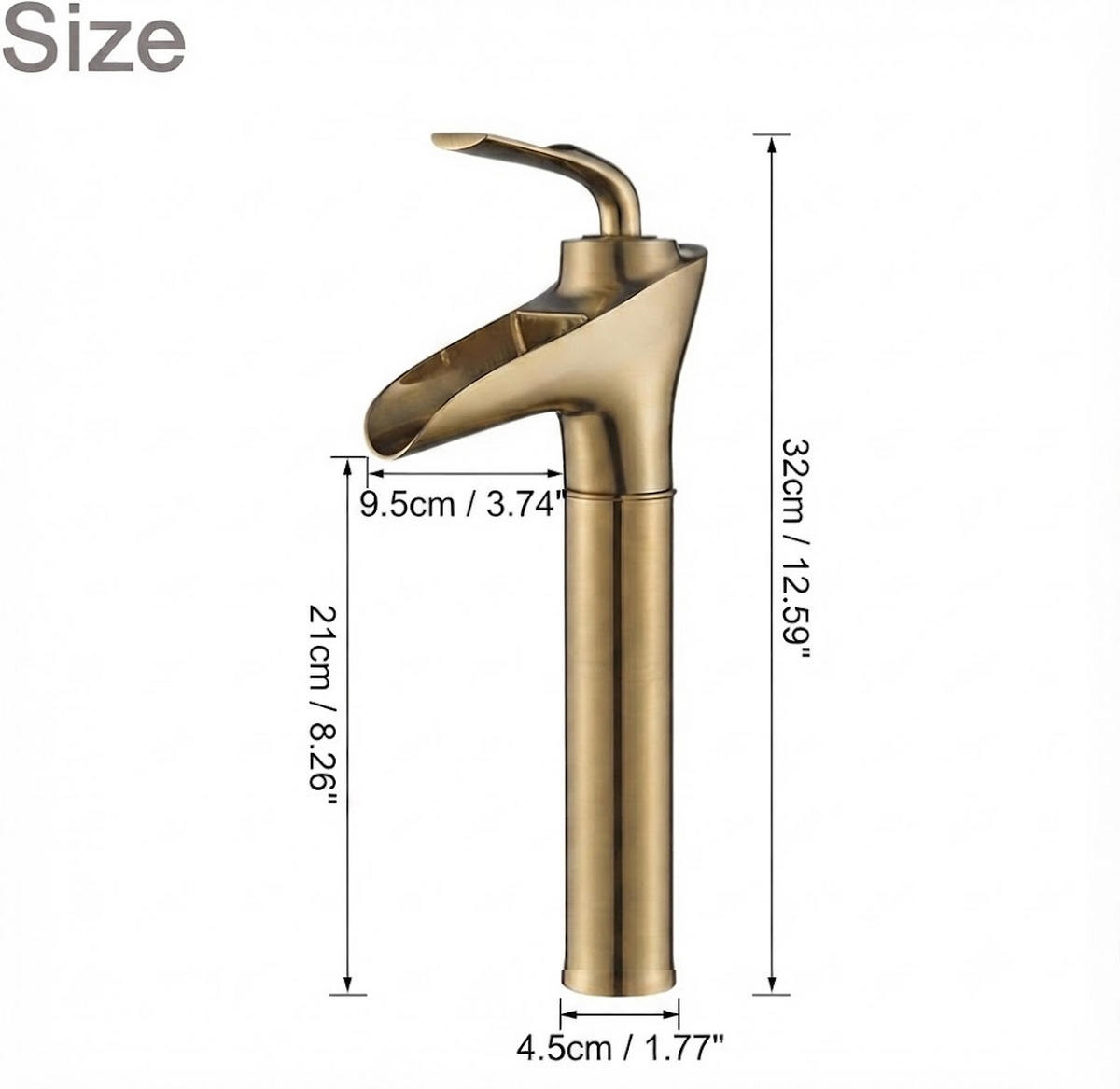 ARMATUR, elegantes Golddesign, inklusive 60 cm langem, flexiblem Schlauch (32 x 14 cm). - Goldfarben, Metall (37/7/22cm) - Vallsero