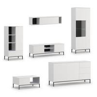 WOHNWAND Queba 2 Weiß 440/190/60 cm Stilvolles Design Modern - Weiß, Holzwerkstoff/Kunststoff (440/190/60cm) - AX Living