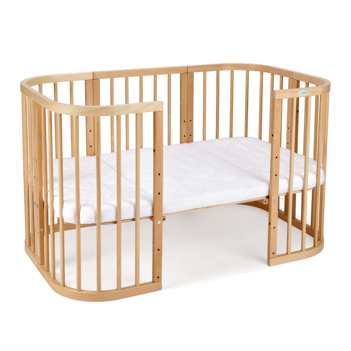 BABYBETT NATUR, 7in1 mit Matratze - Naturfarben, Holz (73/123cm) - waldin