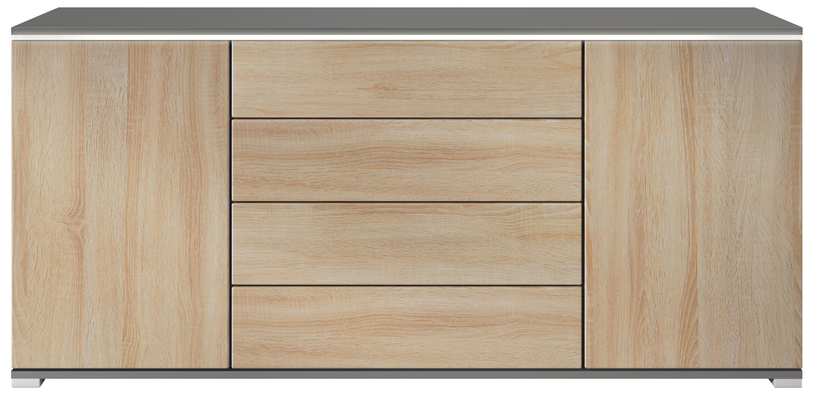 SIDEBOARD Faro Eiche sägerau - Eiche San Remo, Holzwerkstoff (166.5/75.5/35cm) - Vladon