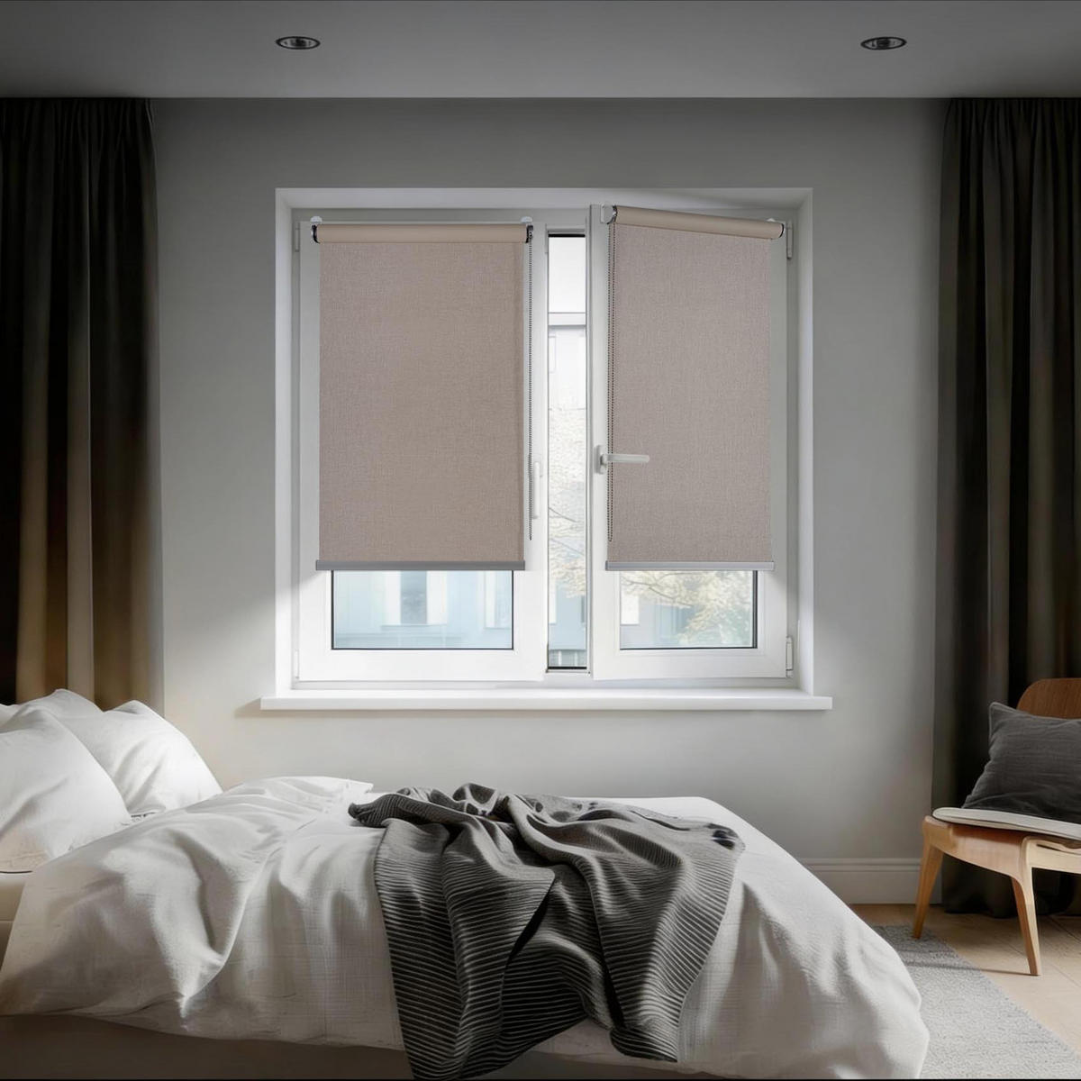 VERDUNKELUNGSROLLO Moon Plus Easyfix Leinen 80x250 - Beige, Kunststoff (80/250/1cm) - STORESDECO