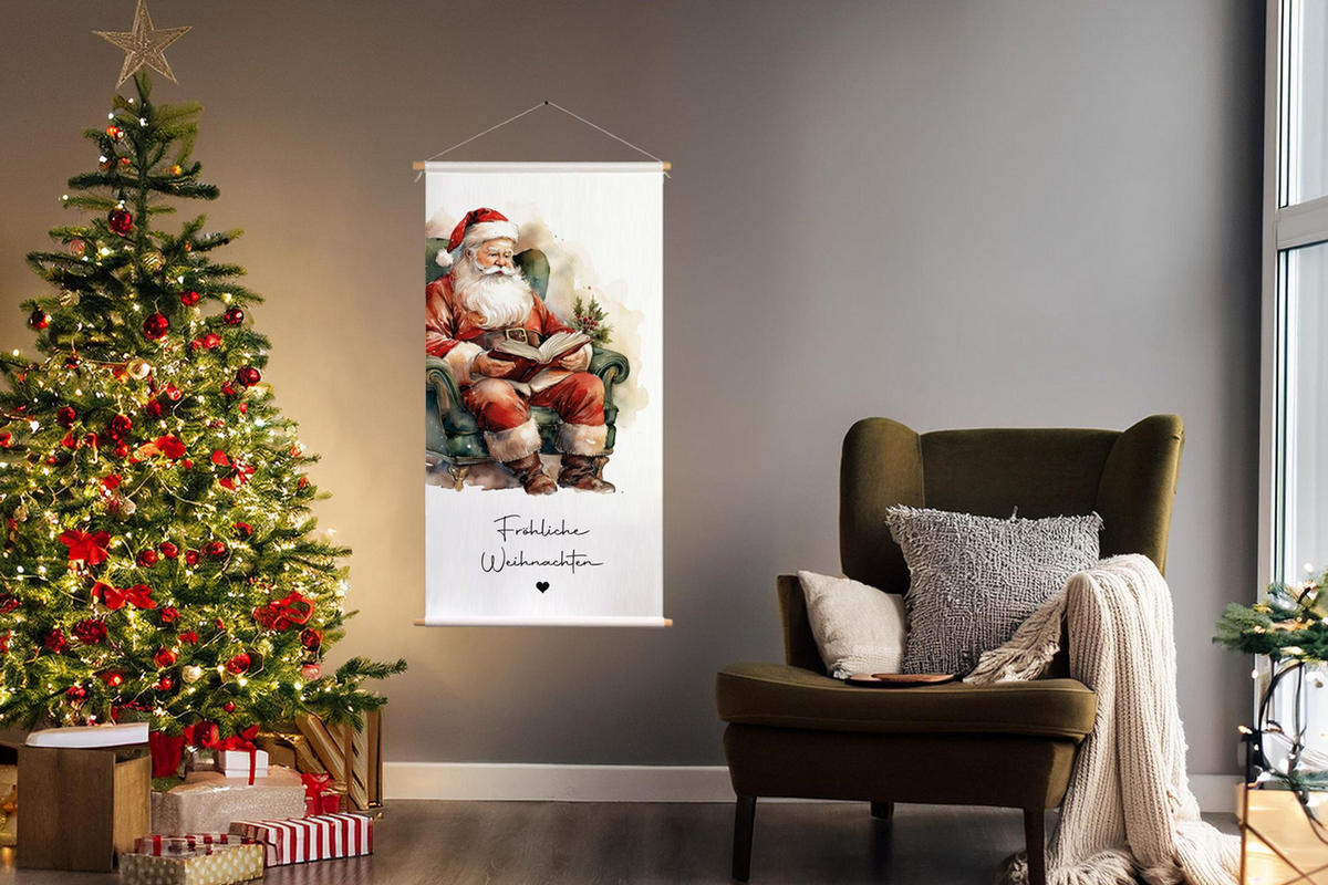 POSTER aus Stoff 60x120 cm Weihnachtsmann - Weiß, Textil (60/120/2cm) - artissimo