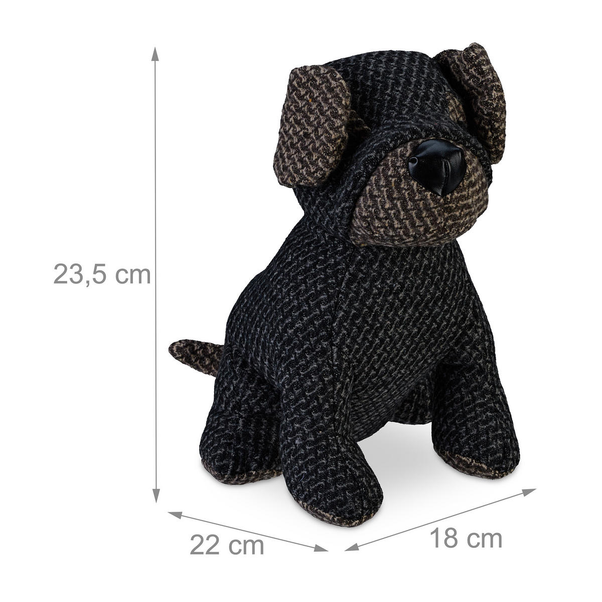 DÖRRSTOPP Grå Brun Hund sandfylld - Grå, Textil/Naturmaterial (18/22cm) - Relaxdays