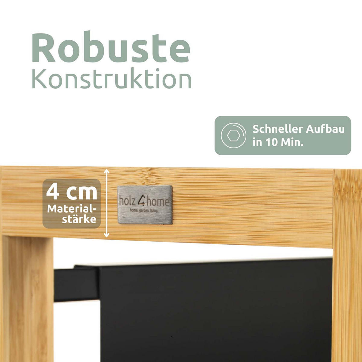 GETRÄNKEKISTENREGAL inkl. Ablage - Bambus / Schwarz - 6 Kisten - Naturfarben, Holz (106/112/32cm) - holz4home