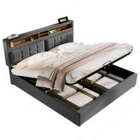 POLSTERBETT 160/200 cm Grau mit Stauraum und USB- und Type-C-Anschlüssen - Grau, Textil (160/200cm) - Flora Grace