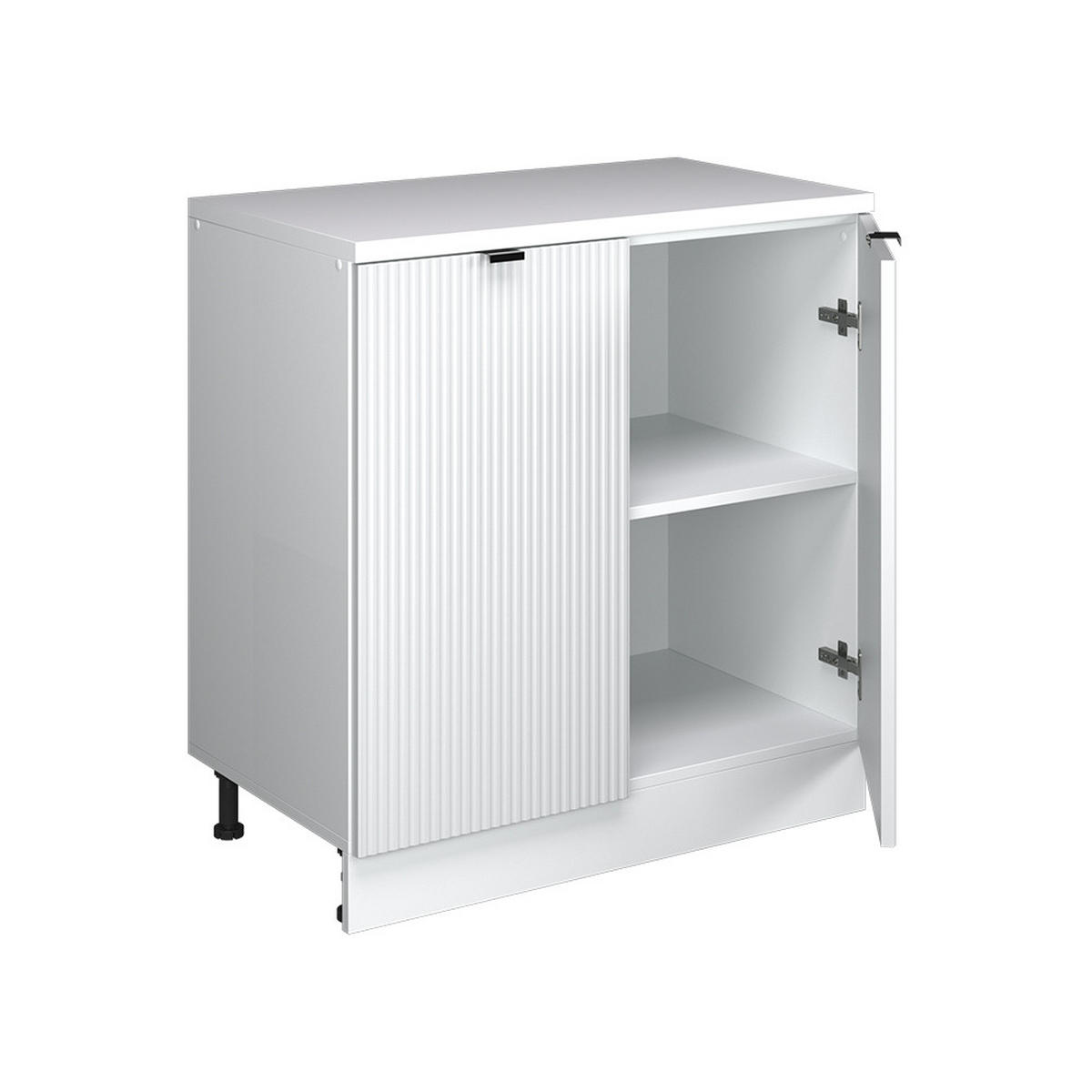 KUHINJSKA OMARA ZA POŠEVNE STREHE R-Line, Belo valovanje, 80 cm brez naklona z 2 vrati - bela, leseni material (80/83.8/46cm) - Vicco