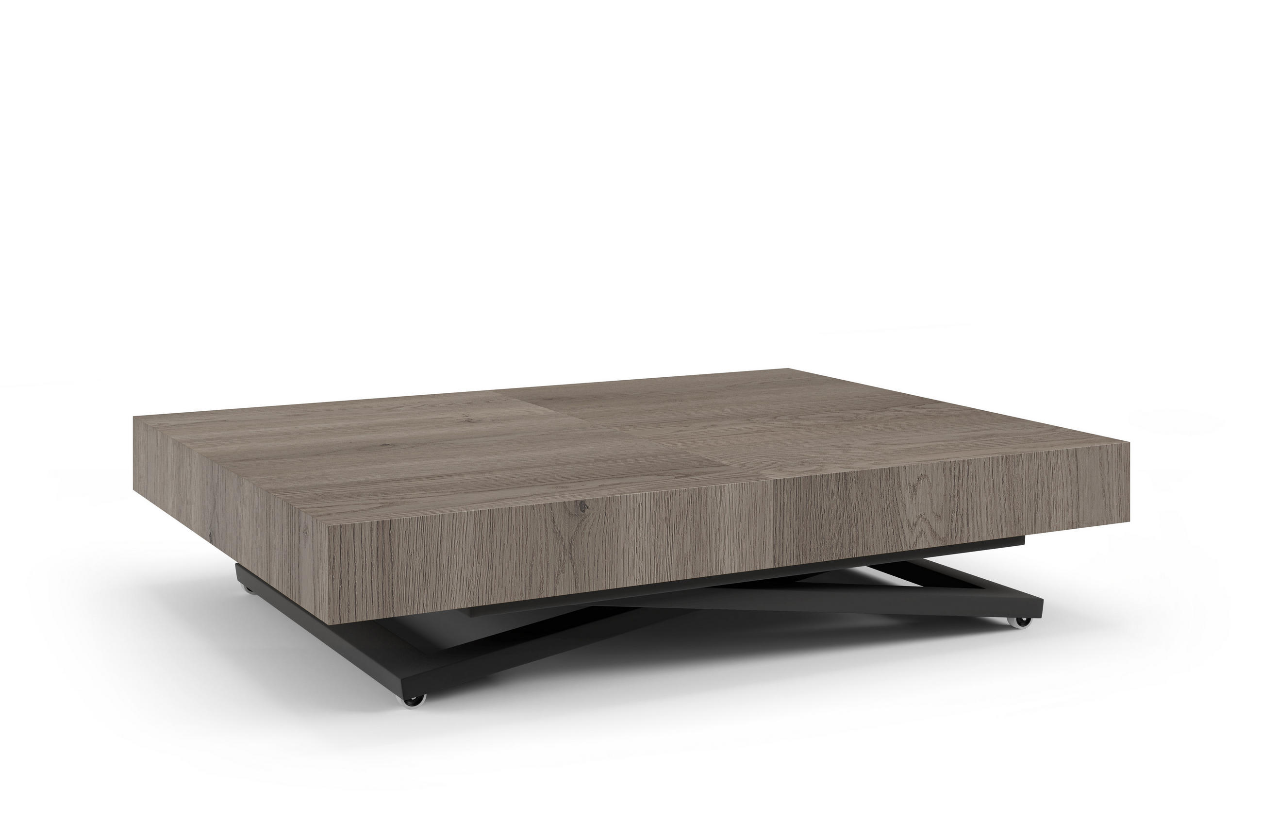COUCHTISCH SANNA U - Sandfarben/Schwarz, Holzwerkstoff/Metall (80/120/27cm) - Meblini