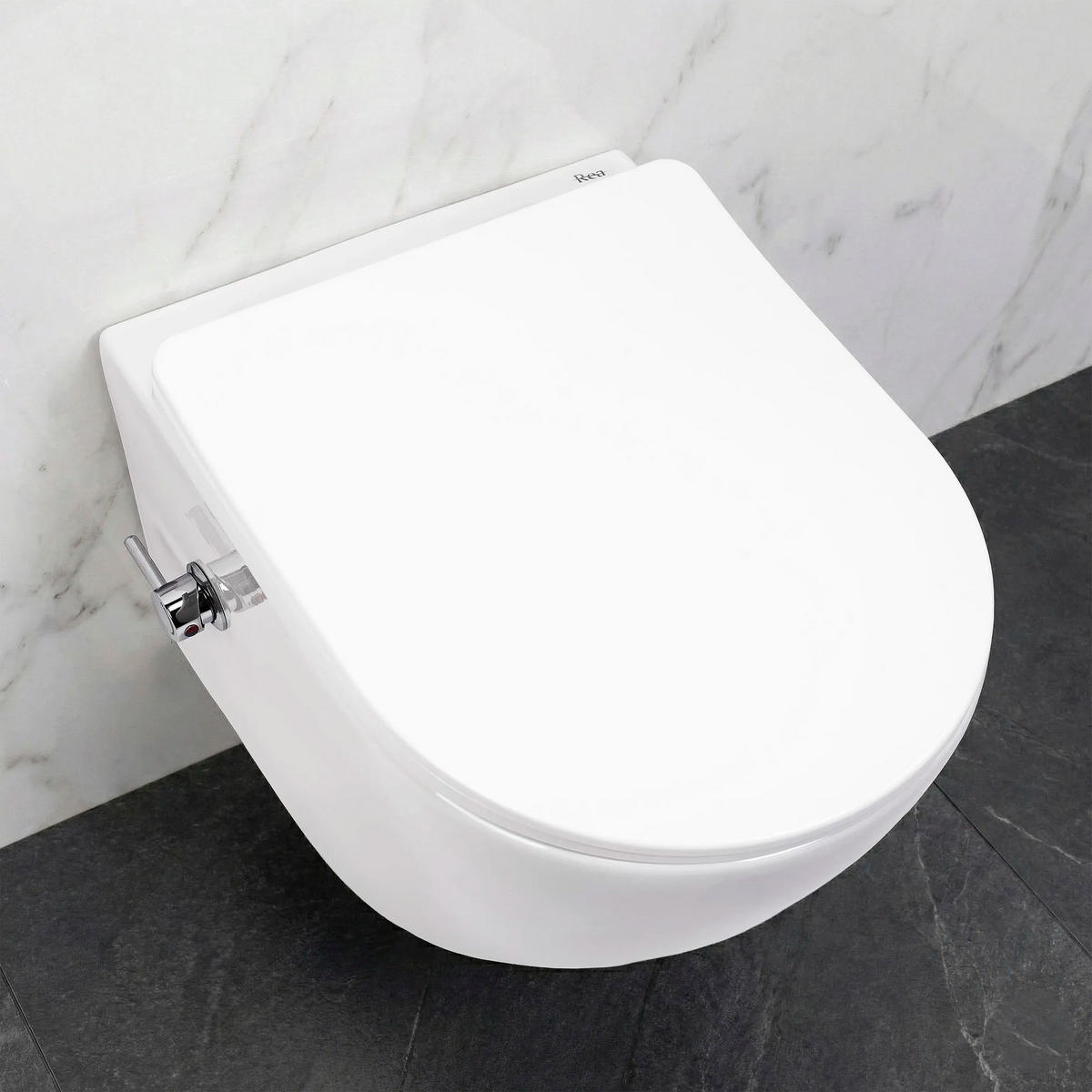 WANDHÄNGENDES Wc Rea Carlo Lux Rimless Mit Bidetfunktion - Weiß, Keramik (37/18/49.5cm) - REA