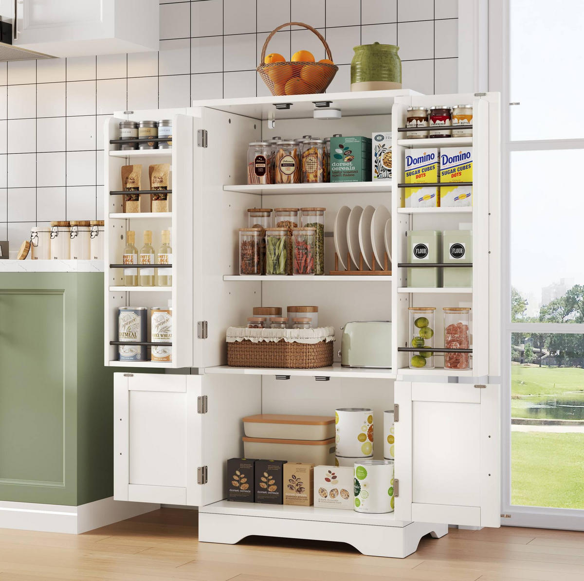BUFFET 120/60/40 cm Weiß aus MDF mit LED-Sensorlicht - Weiß, Holzwerkstoff (40/120/60cm) - OKMYHOME