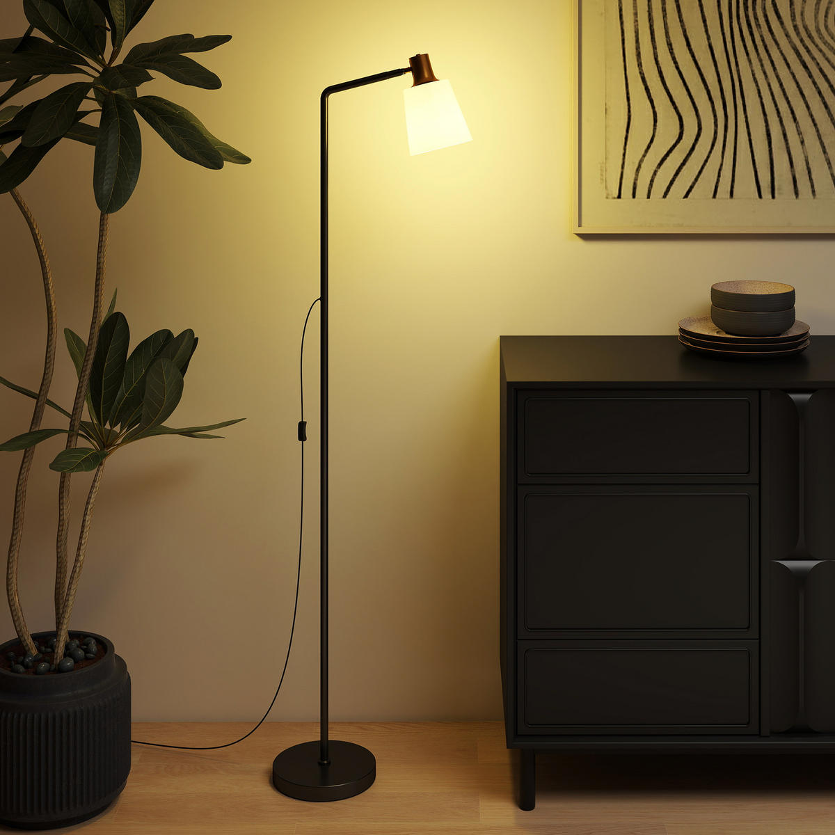 STEHLAMPE LED mit 350° drehbar Kopf Schwarz - Schwarz, Metall (45/21/148cm) - HOMCOM