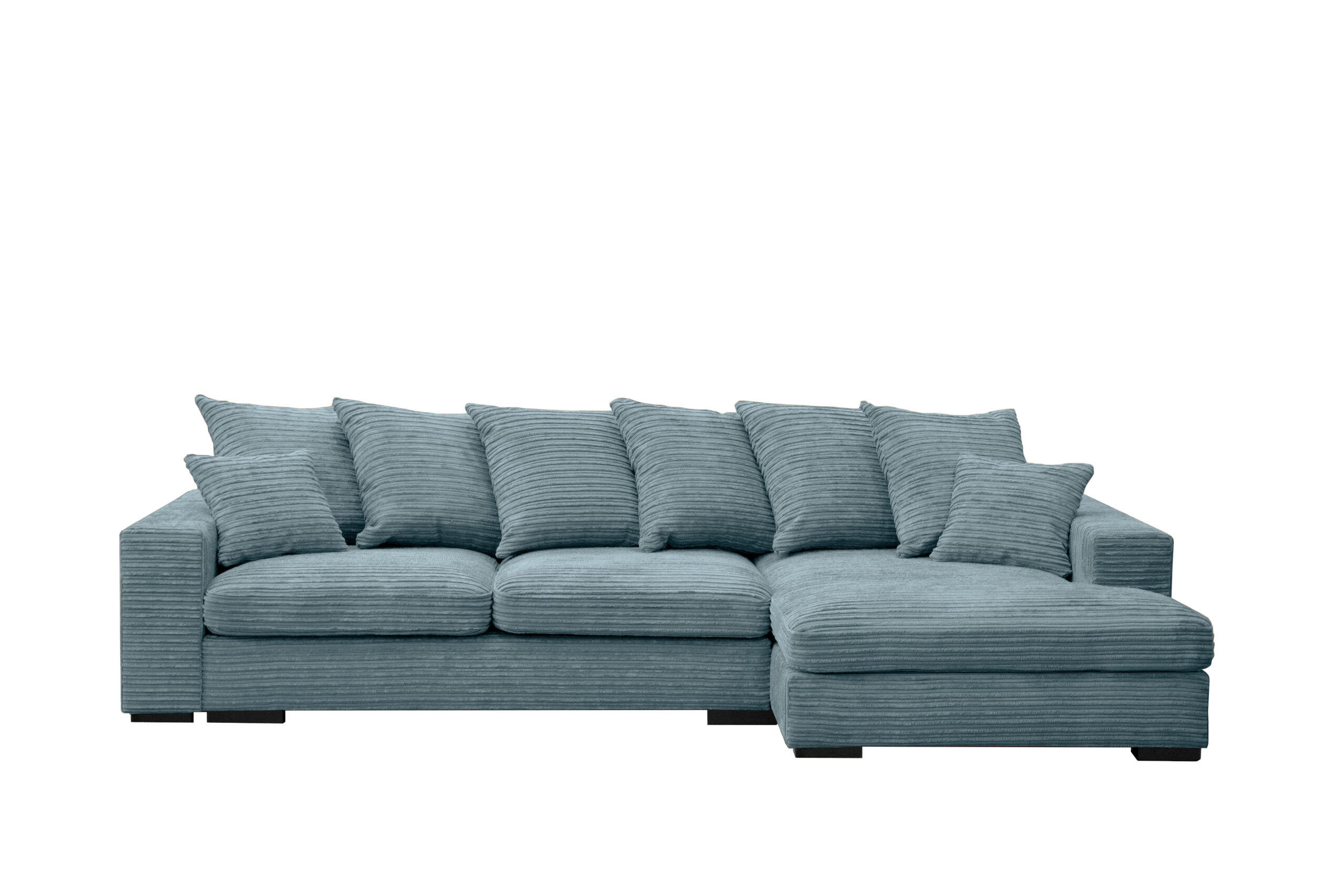ECKSOFA Mit Schlaffunktion Und Bettkasten Couch L-form Gabon Stoff Zoom Hellblau Rechts - Hellblau, Holz (285/155cm) - Kaiser Möbel