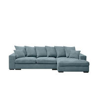 ECKSOFA Mit Schlaffunktion Und Bettkasten Couch L-form Gabon Stoff Zoom Hellblau Rechts - Hellblau, Holz (285/155cm) - Kaiser Möbel