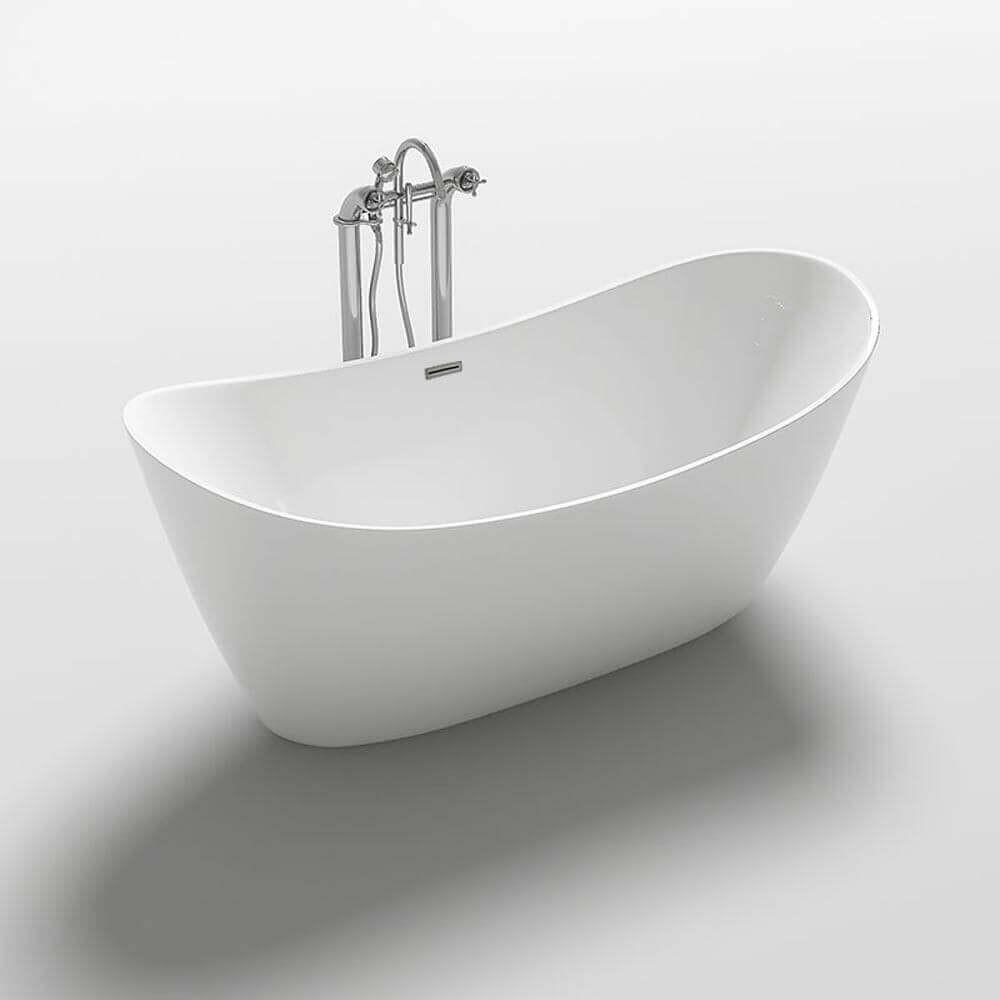 FREISTEHENDE Badewanne OVALO 170 x 80 cm - Weiß, Keramik (170/72/80cm) - Home Deluxe