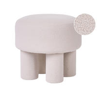 HOCKER Bouclé Cremeweiß Canby - Weiß, Textil (43/38/43cm) - Beliani