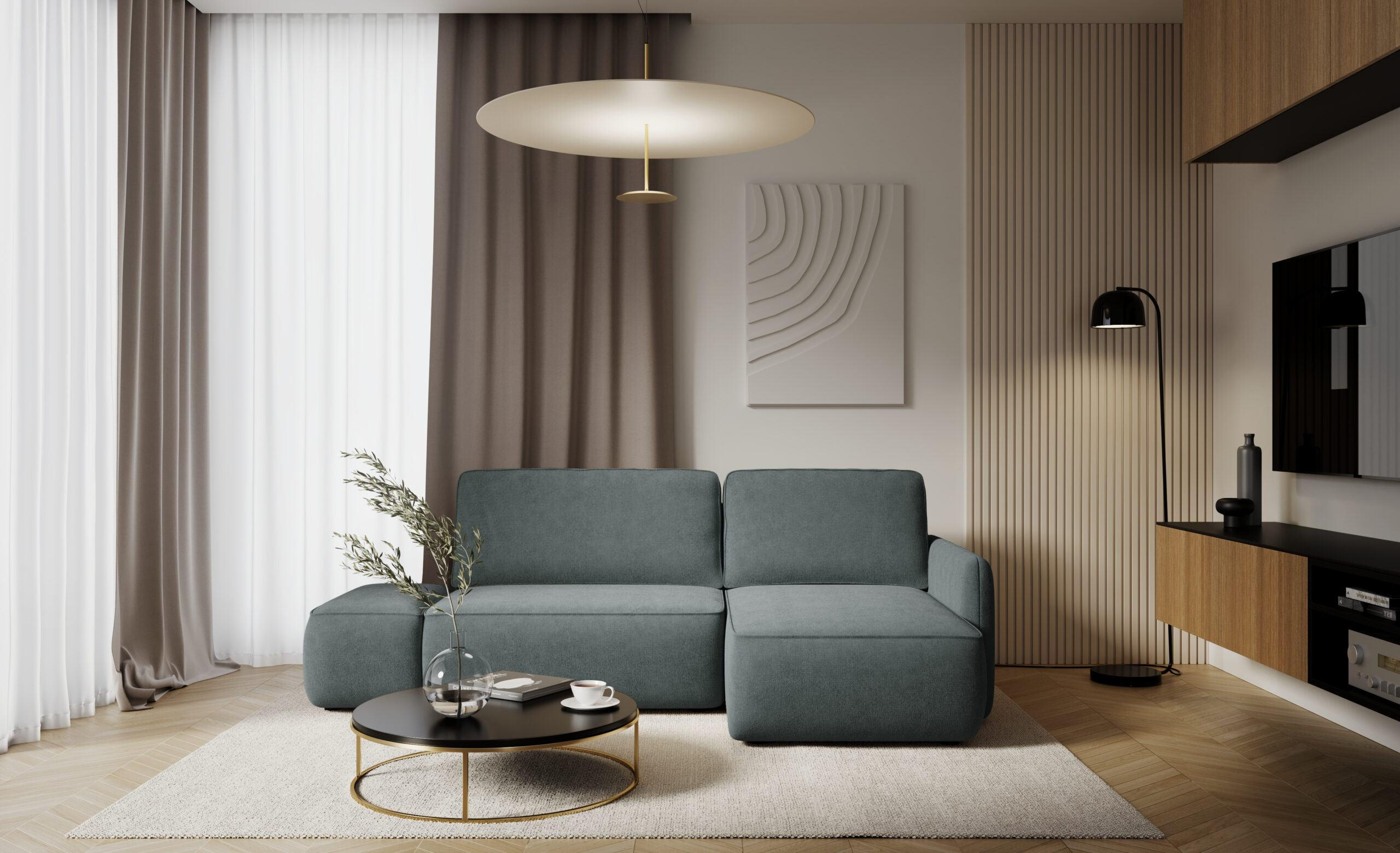 ECKSOFA mit Schlaffunktion Grau Anthrazit - Türkis, Textil (229/148cm) - Furnisell