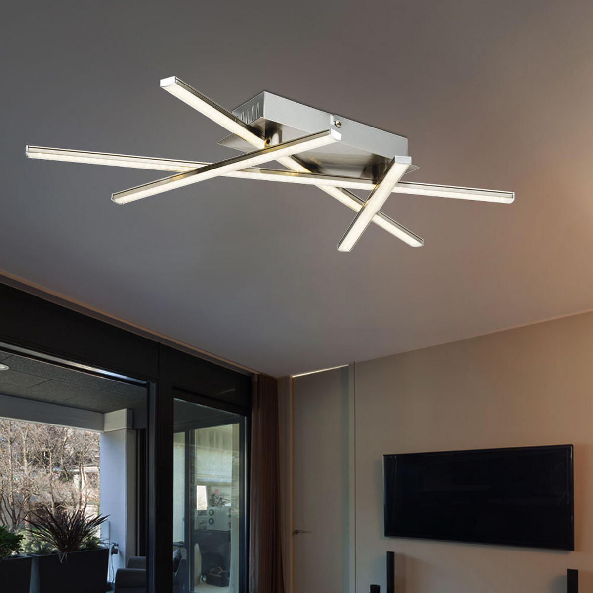 LED DECKENLEUCHTE JORNE Nickel Silber matt - Silberfarben, Metall (6.5/30/51cm) - Globo Lighting