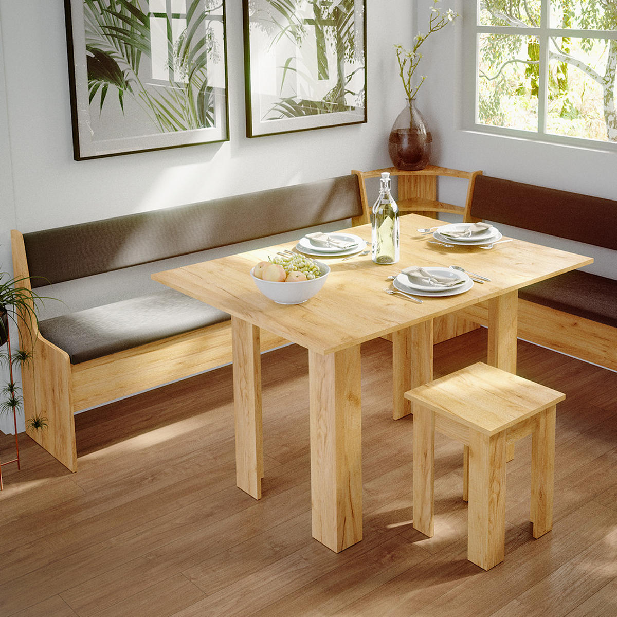 ESSZIMMER-ECKBANK Roman Sandeiche 166.6 x 41.5 cm - Anthrazit/Eiche Wotan, Holzwerkstoff (41.5/80/166.6cm) - Vicco