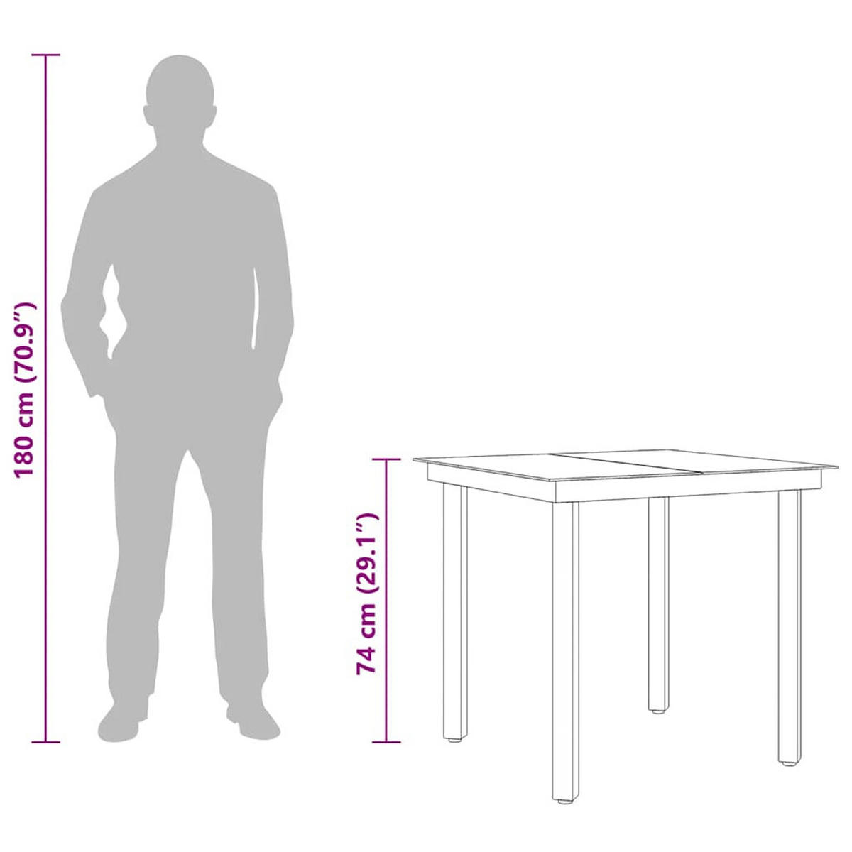 GARTEN-ESSTISCH Schwarz 80/80/74 Cm Stahl Und Glas - Schwarz, Metall (80/80/74cm) - vidaXL