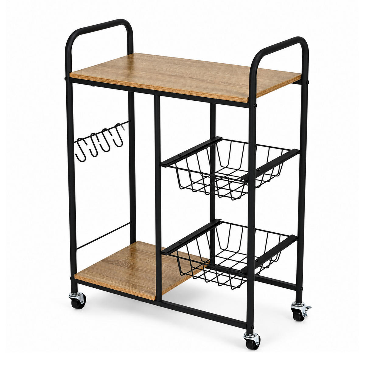 KÜCHENWAGEN TAVO Eichenoptik Schwarz - Schwarz/Braun, Holzwerkstoff/Metall (56.5/86.5/30cm) - Mat-Haus