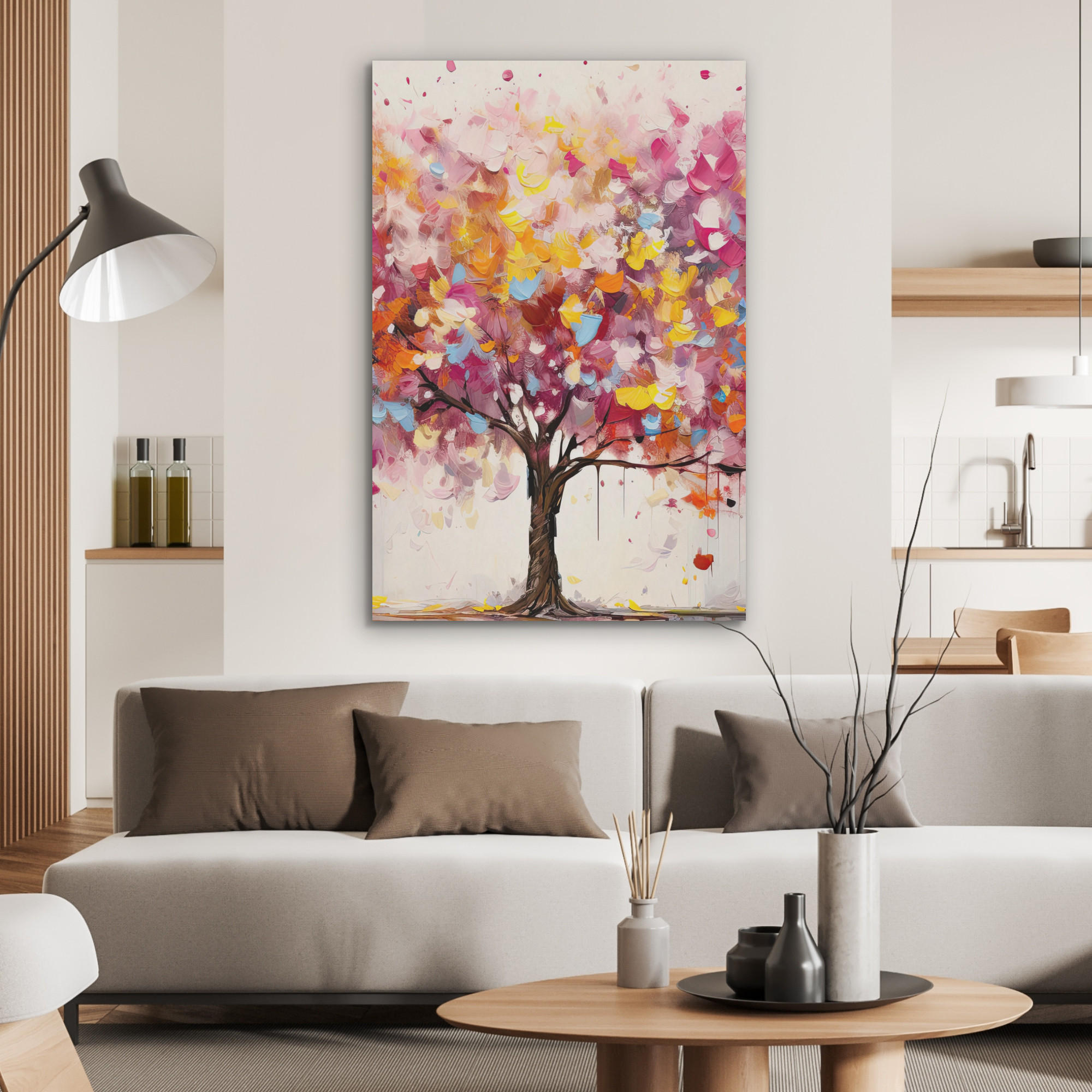 AKUSTIKPANEEL Aquarell - Baum - Kunst - Abstrakt 70x100 cm - Multicolor, Textil (70/0.9/100cm) - MuchoWow