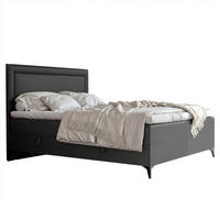 BOXBETT NERO 200/200 cm mit Matratze und Topper, Schwarz - Schwarz, Holzwerkstoff/Textil (200/200cm) - Idohome