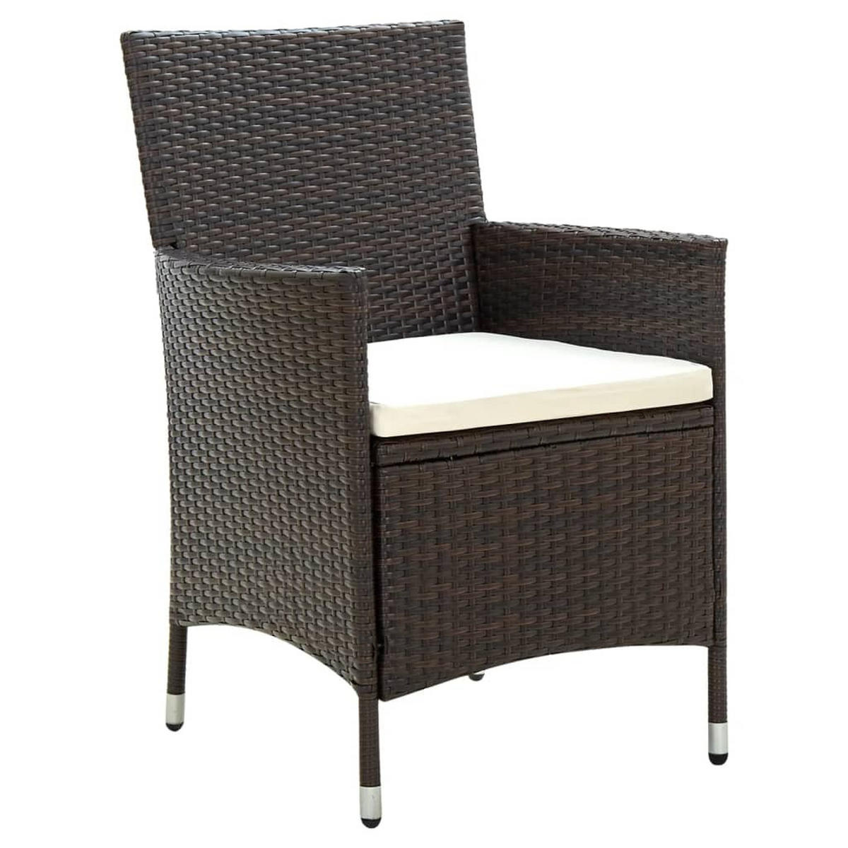 GARTENSTÜHLE mit Sitzpolster 4 Stk. Poly Rattan Braun - Braun/Weiß, Textil (61/88/60cm) - furnicato