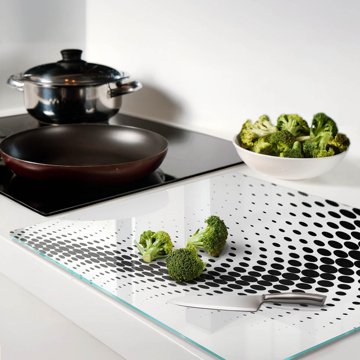 GLASPLATTE 60x52 cm Geometrische Figuren - Schwarz, Glas (60/0.4/52cm) - TULUP