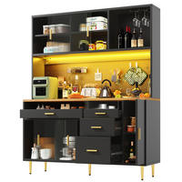 BUFFET 145/39/171 cm aus MDF und Glas mit LED-Beleuchtung und Glasschiebetüren Schwarz - Schwarz, Holzwerkstoff (145/171/24cm) - Modenvie