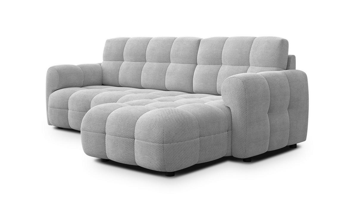 ECKSOFA MELLOW 3-Sitzer, hellgrau - Hellgrau/Schwarz, Holz/Textil (232/156cm) - Courtois Laville