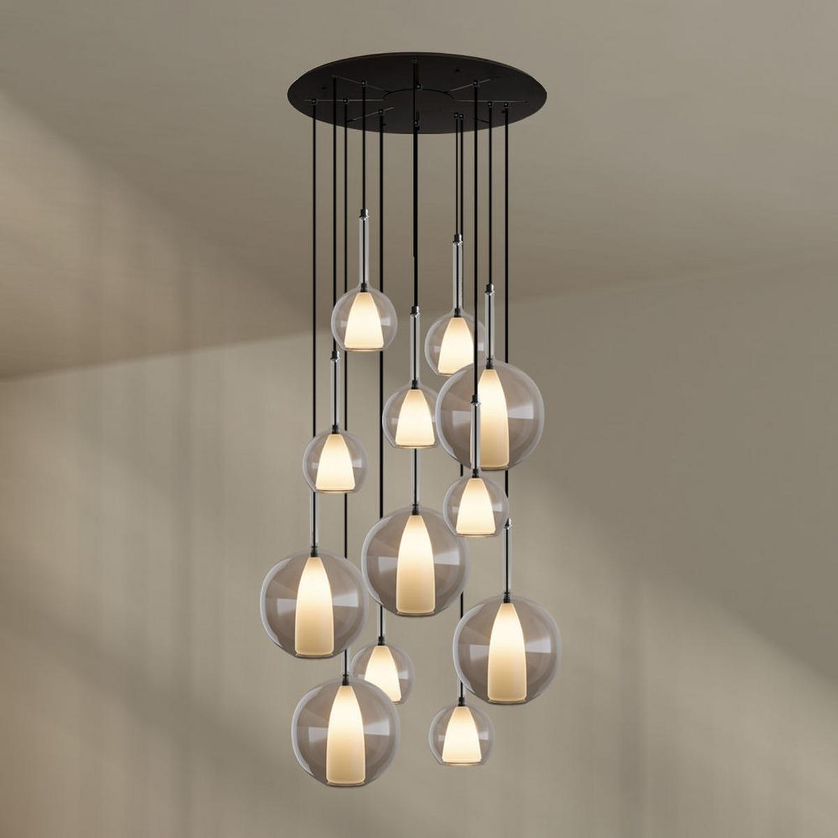 GALERIELEUCHTE Belluna 12-flammig Klar Ø 14/24cm - Klar, Glas (24/24/45cm) - s.luce