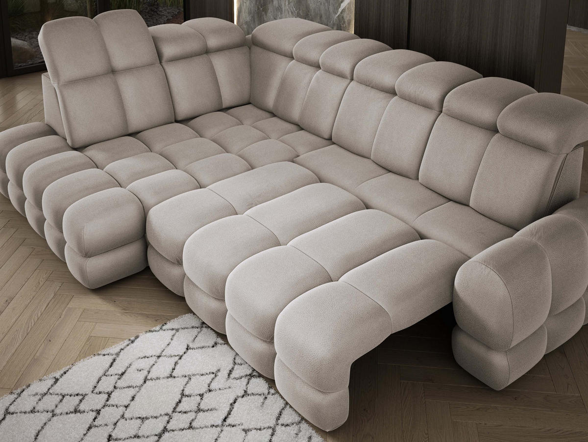ECKSOFA TOLLO Solar-stoff L-form 302x217x105 cm cappuccino - Cappuccino, Holz/Textil (302/217cm) - DomoHome