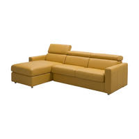 ECKSOFA Morris Echtleder mit Bettfunktion Senfgelb - Gelb, Leder/Metall (170/223cm)