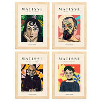 POSTER Set mit 4 Matisse Persona ästhetische A4 Rahmen aus hellem Holz - Beige, Papier (29.7/3cm) - Nacnic