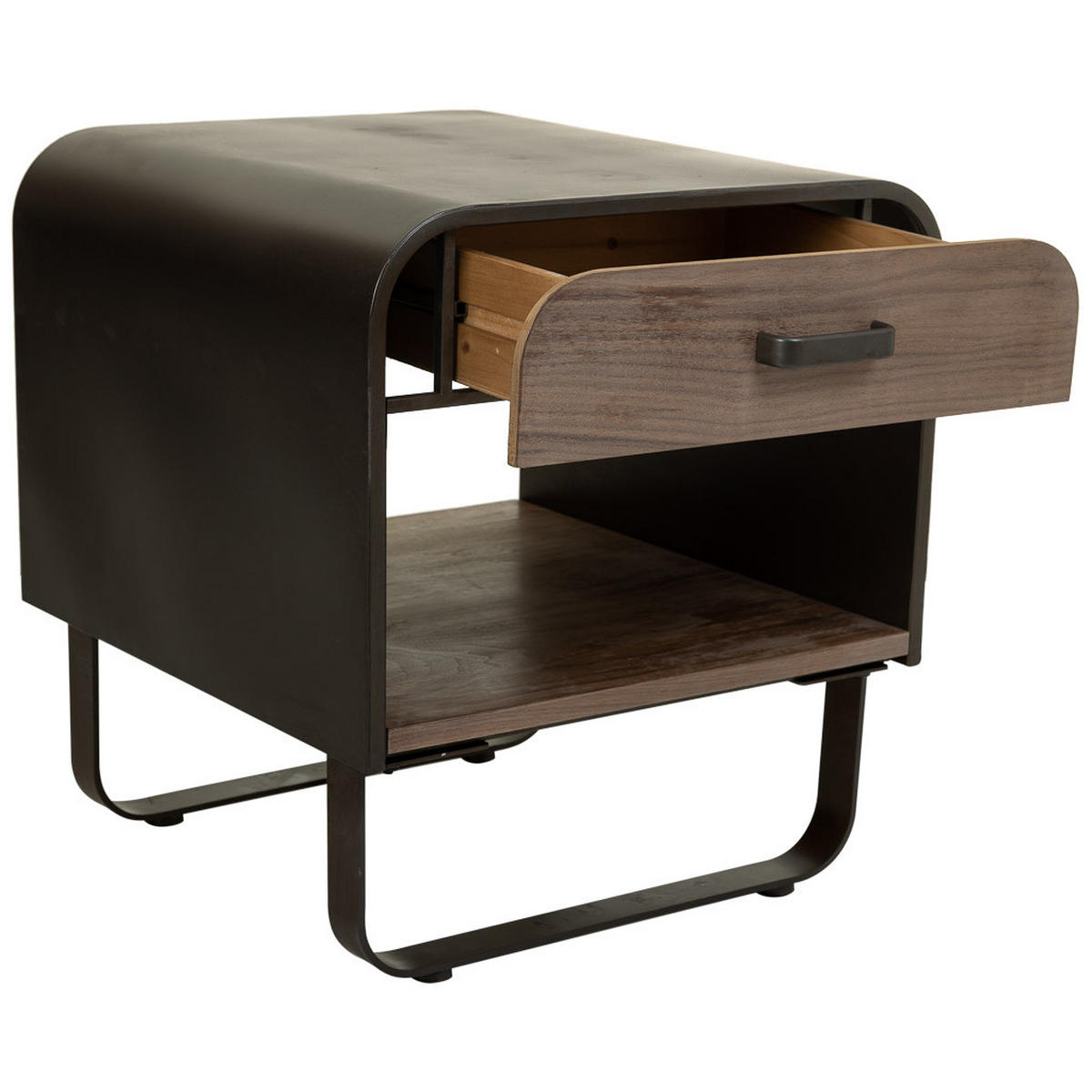 NACHTTISCH aus Metall und Holz, schwarz, 50x52x56cm - Braun, Holz (50/56/52cm) - Wanderlust