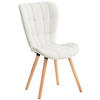 STUHL Lederlook weiß - Eukalyptusholzfarben/Weiß, Holz/Textil (50/88/63cm) - CLP
