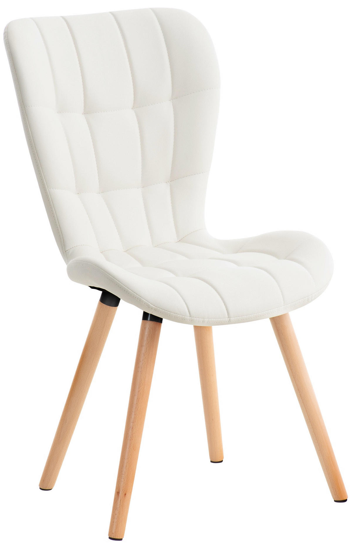 STUHL Lederlook weiß - Eukalyptusholzfarben/Weiß, Holz/Textil (50/88/63cm) - CLP