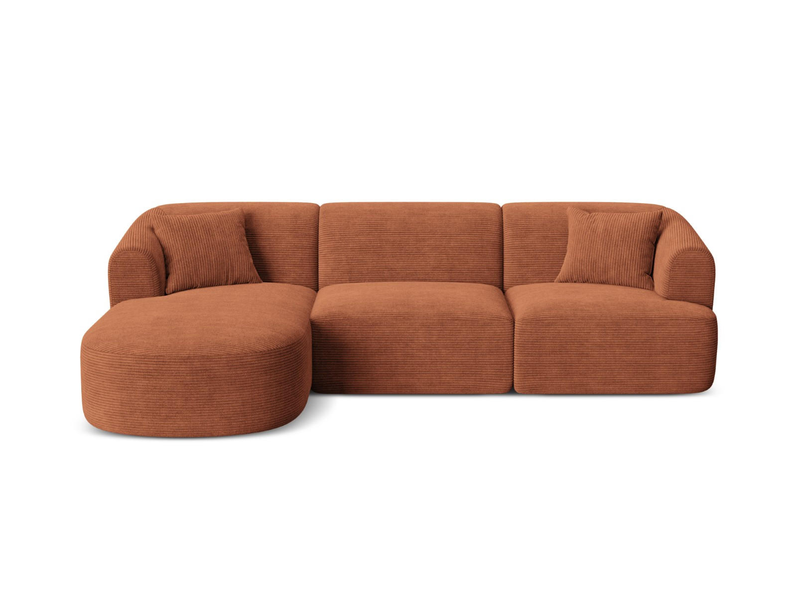 MODULARES-ECKSOFA links Campi aus Cord terrakotta 4 Sitzplätze - Terracotta, Textil (156/256cm) - Cosmopolitan Design