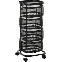ROLLWAGEN mit 4 Ebenen 33 x 33 x 77 cm Schwarz - Schwarz, Metall (33/77/33cm) - Beauniv