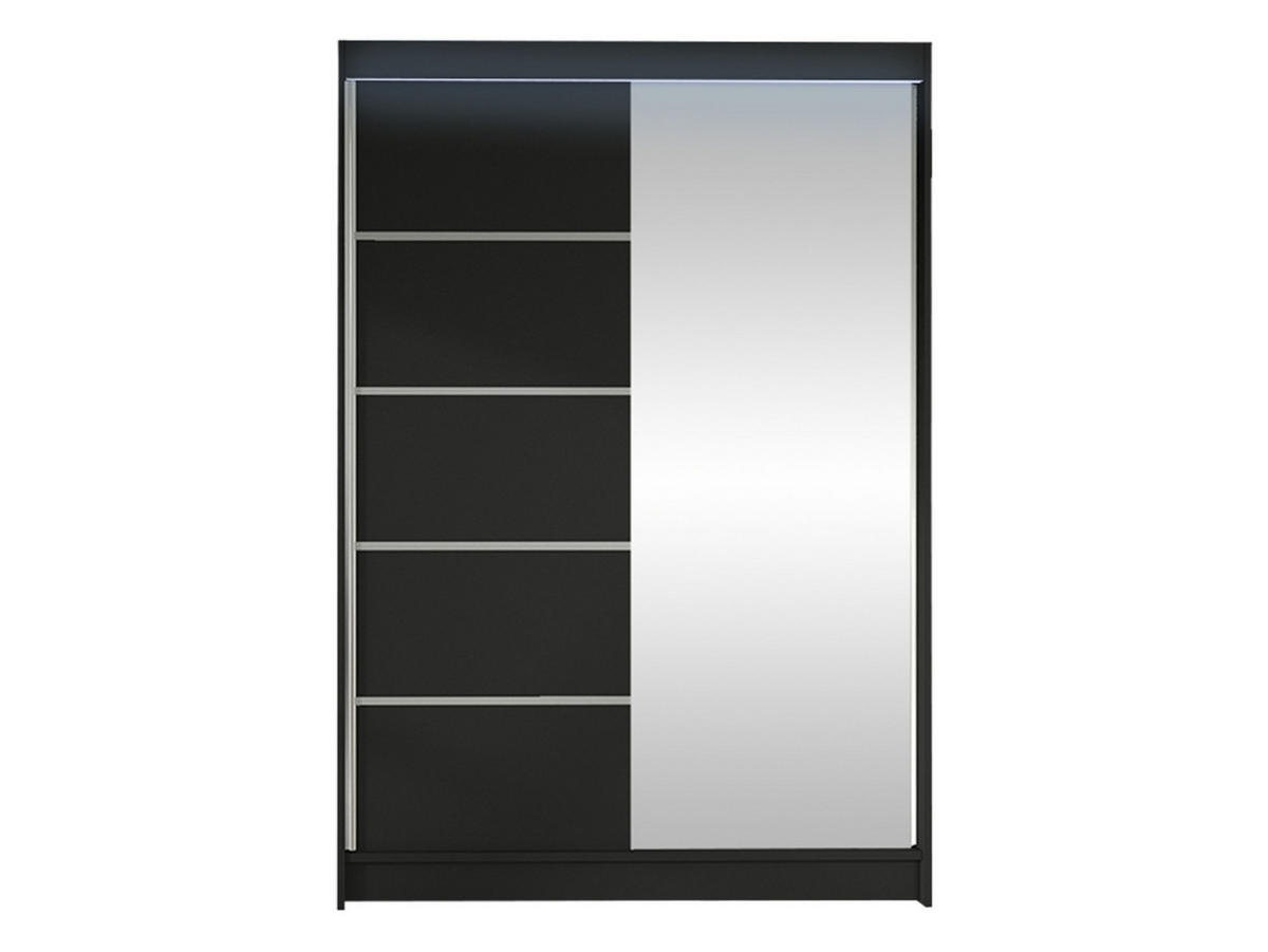 SCHWEBETÜRENSCHRANK Lino III mit RGB LED Beleuchtung - Schwarz, Holzwerkstoff/Metall (120/200/58cm) - MIRJAN24