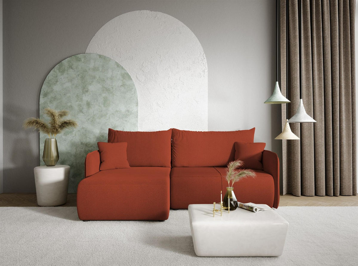 ECKSOFA Calgary - Rotbraun, Holzwerkstoff/Textil (207/148cm) - Fun Möbel