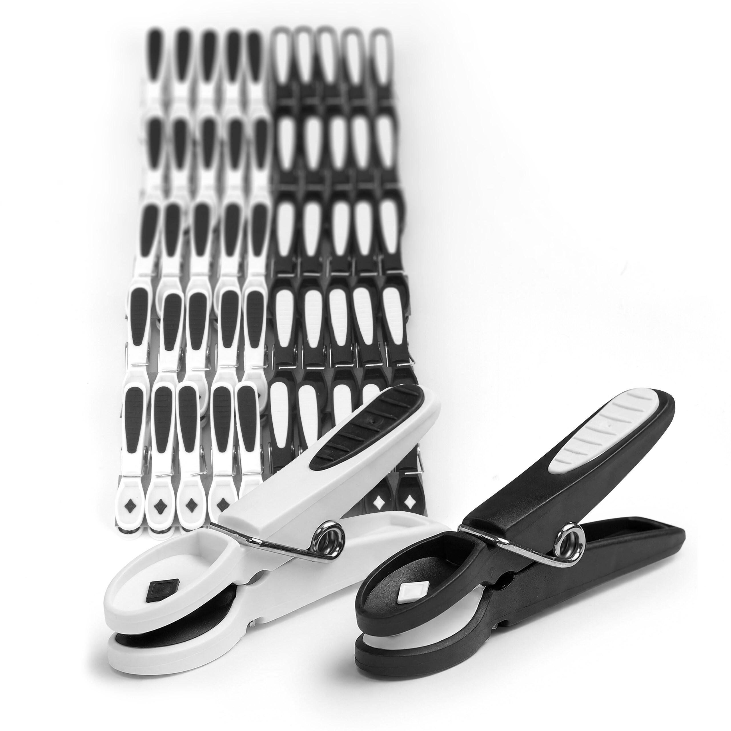 WÄSCHEKLAMMERN Schwarz Weiß 50er-Set - Multicolor, Kunststoff/Metall (8/2/1.5cm) - Relaxdays