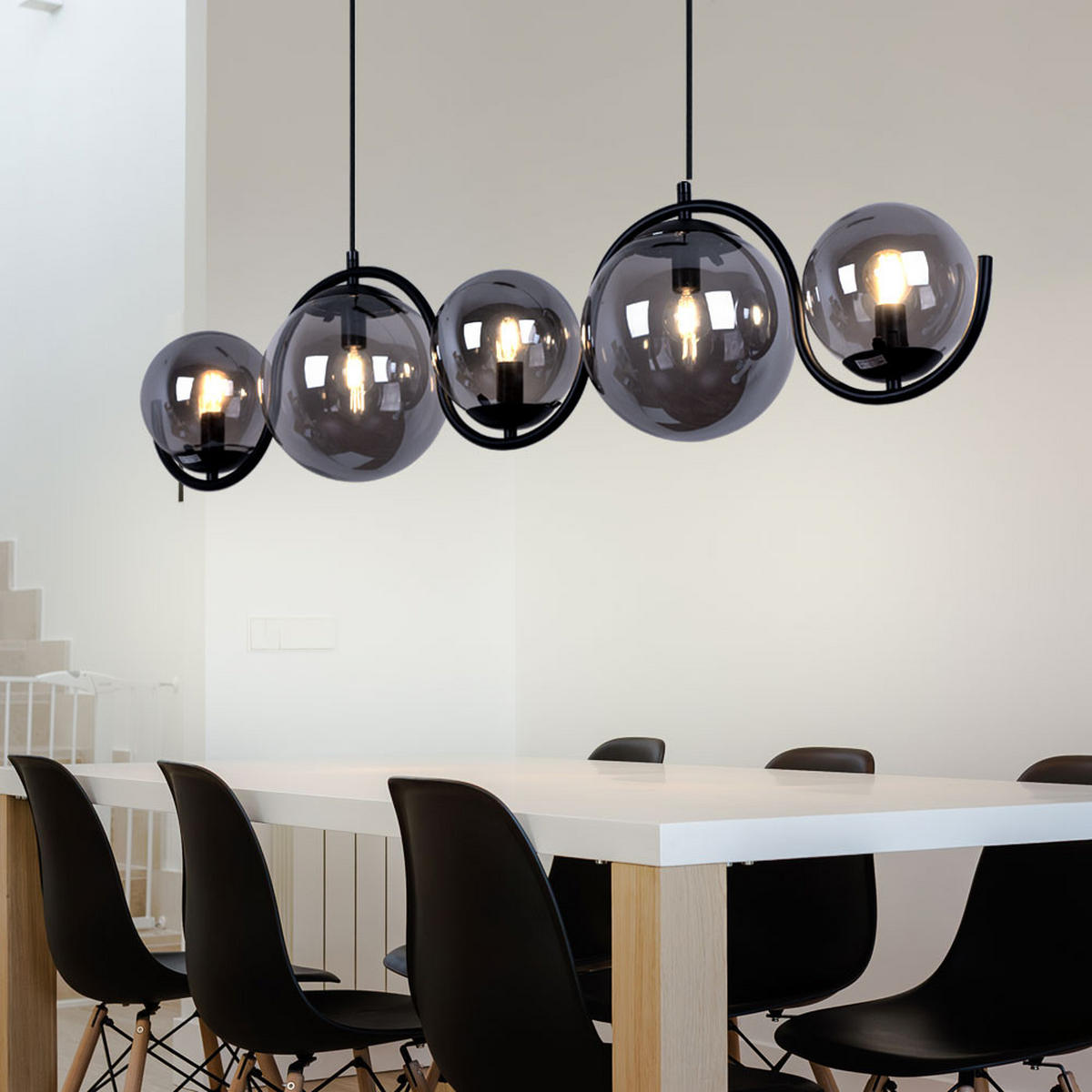 HÄNGELEUCHTE Glas Rauch Schwarz - Schwarz, Glas (100/20/120cm) - Globo Lighting