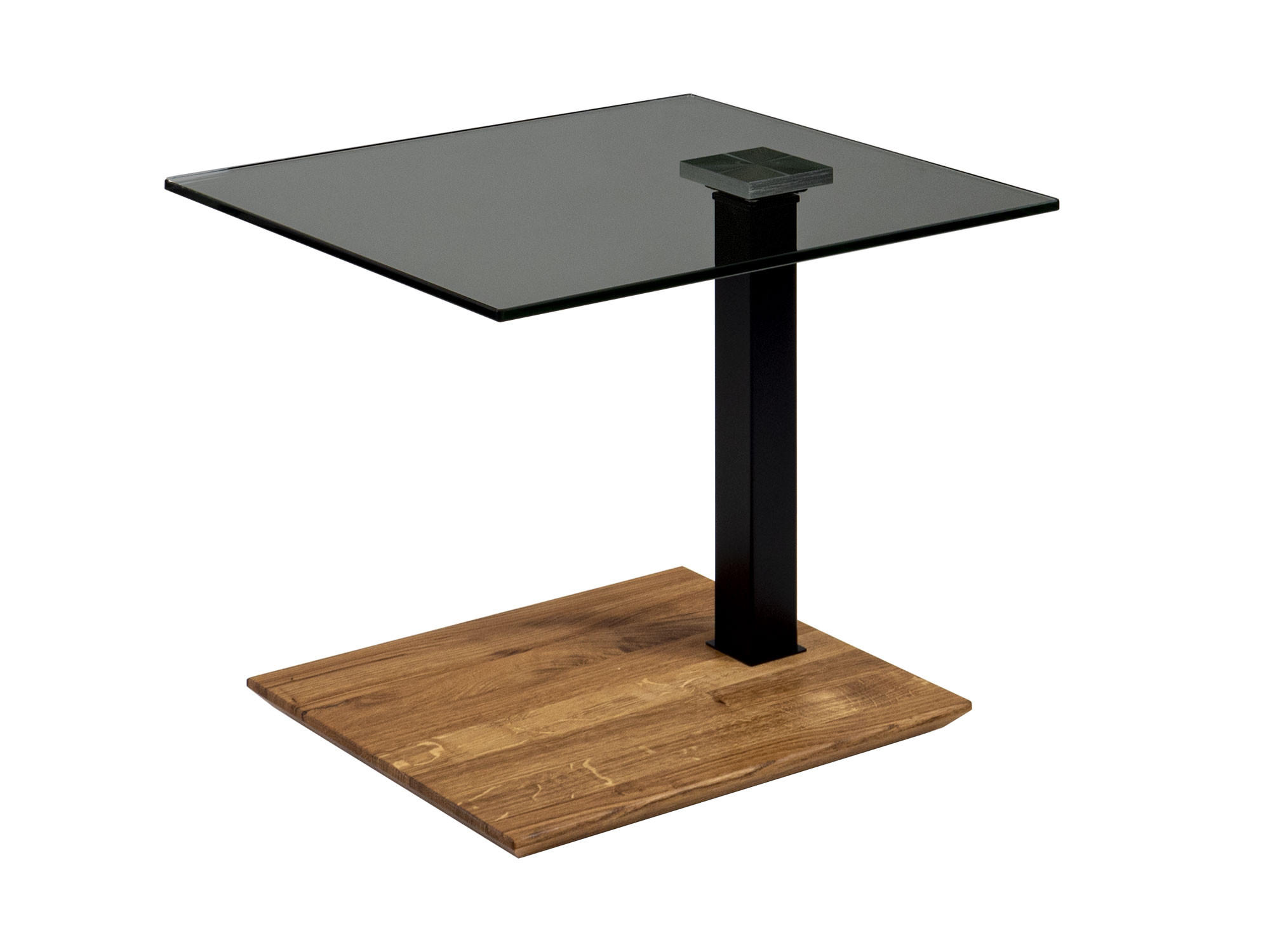 BEISTELLTISCH Ceciley 55x47x47 höhenverstellbar Schwarz/Parsol - Wildeiche/Schwarz, Glas (55/47/47cm) - 58aufmkessel