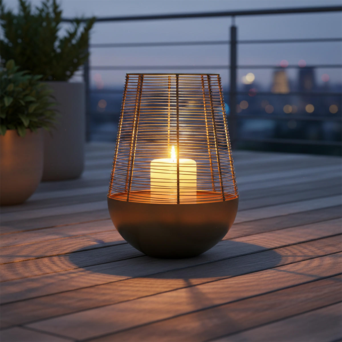 WINDLICHT Metall 20/20/32 cm - Goldfarben, Metall (20/32/20cm) - Home Styling Collection