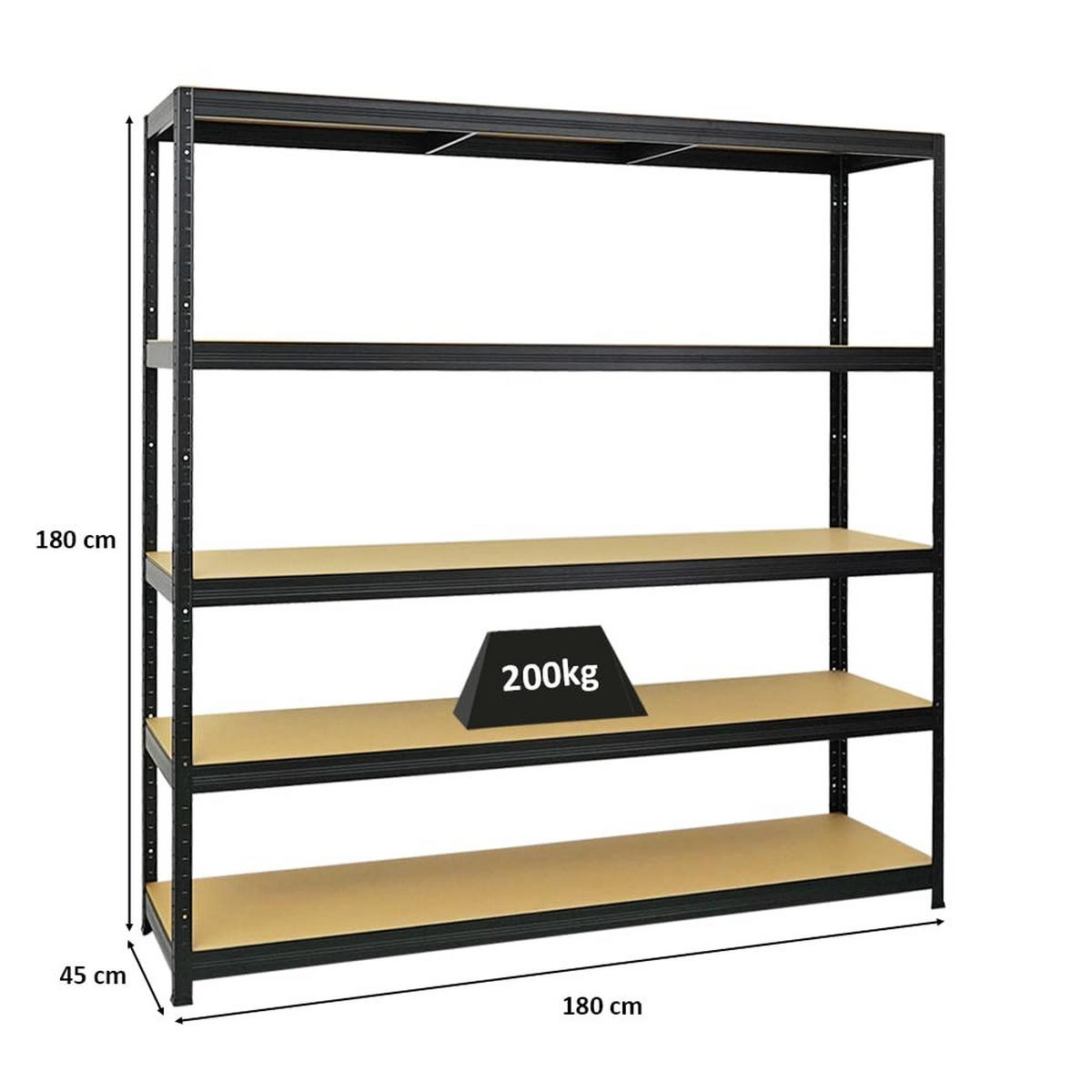 SCHWERLASTREGAL Giant Elephant 180x180x45 cm Fachlast 200 kg Schwarz - Schwarz, Metall (180/180/45cm) - PROREGAL