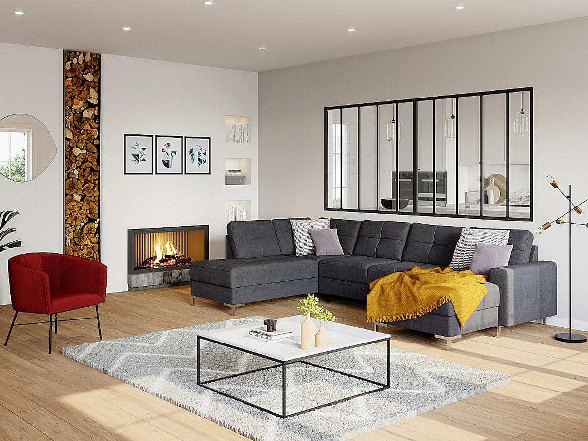 COUCHTISCH Design - Marmor & Metall - Schwarz & Weiß - ARETHA - Schwarz, Stein (90/90/35cm) - Pascal Morabito