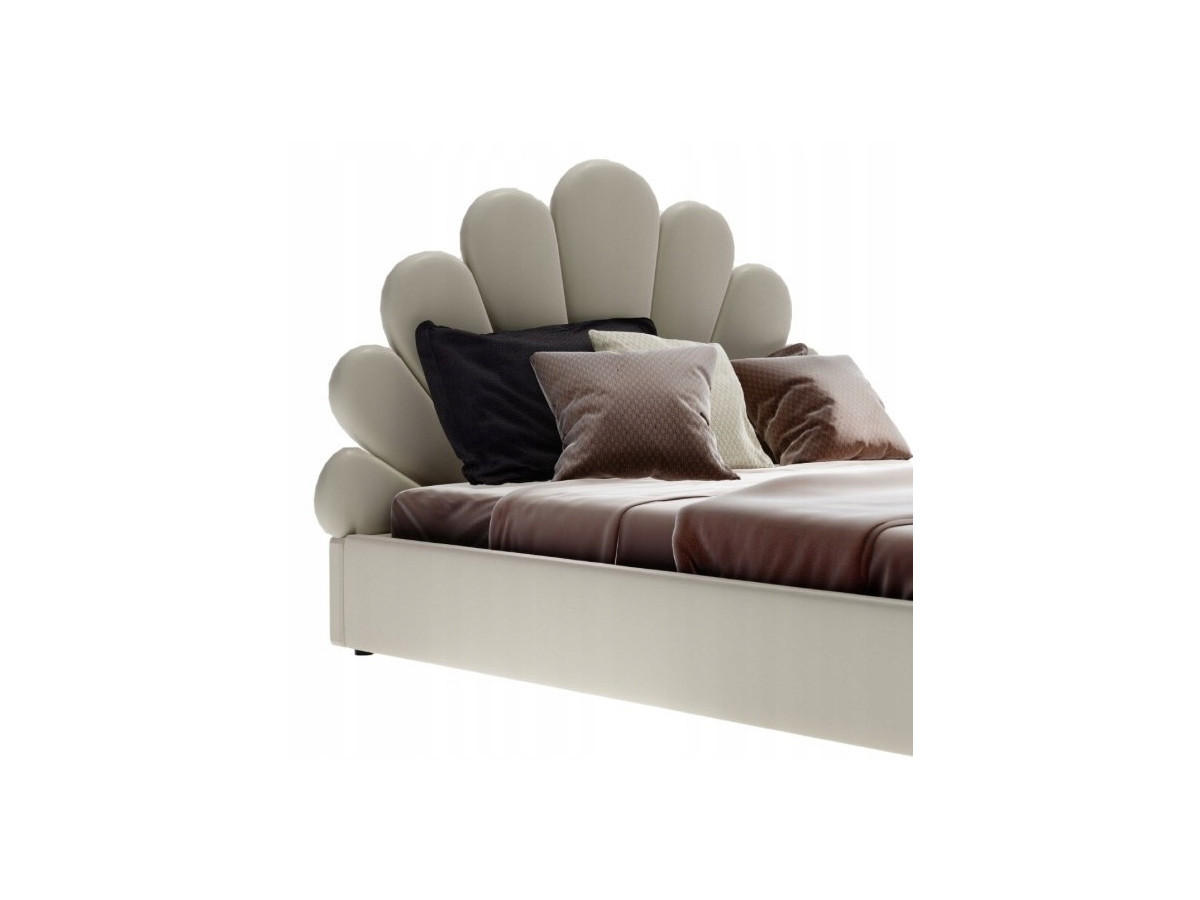 POLSTERBETT ARIEL 120x200 cm Beige mit Bettkasten und Lattenrost, Muschel-Kopfteil - Beige, Textil/Metall (120/200cm) - MebleHot