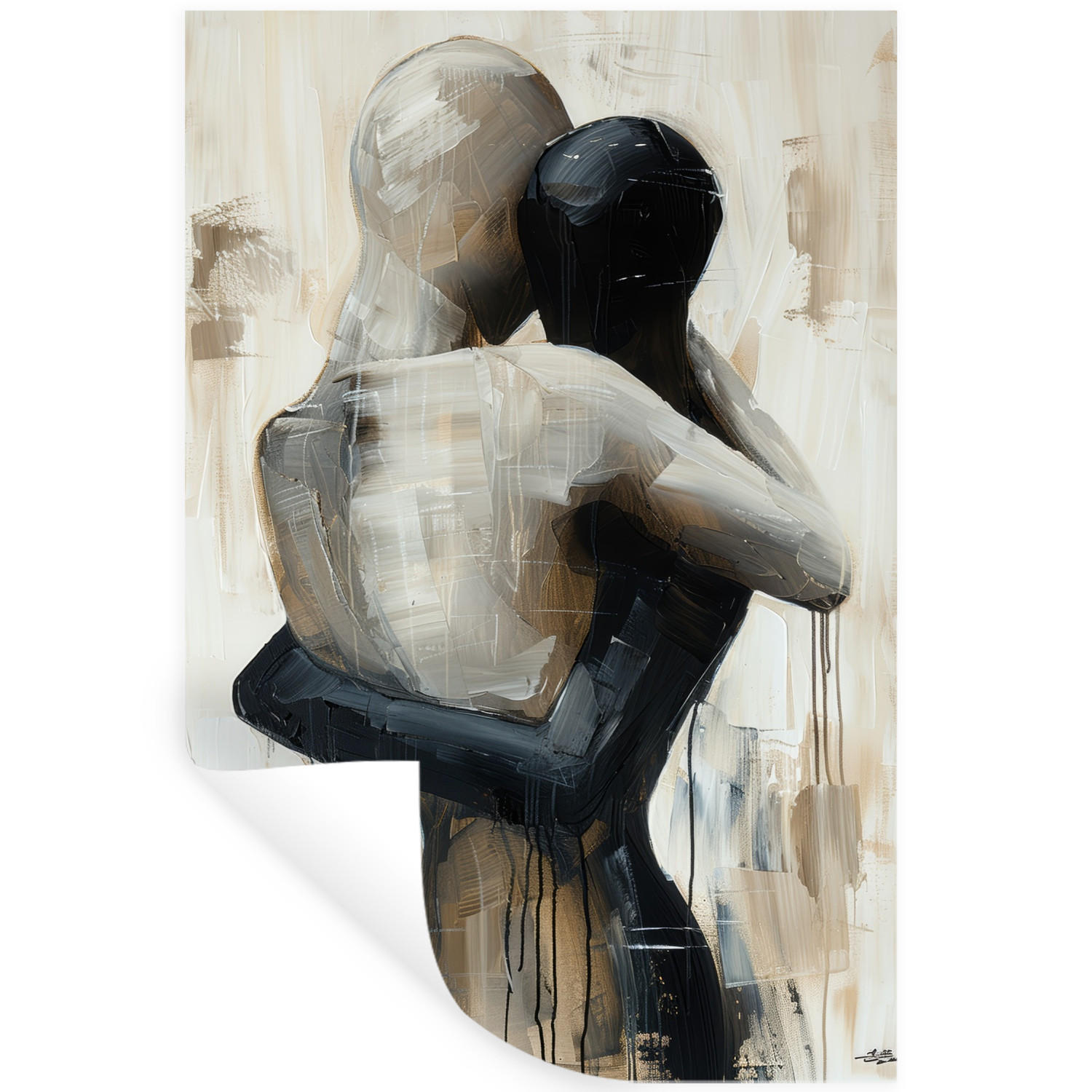 WANDTATTOO Abstrakt - Liebe - Schwarz und weiß - Modern 40x60 cm - Schwarz, Kunststoff (40/60/0.1cm) - MuchoWow