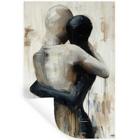 WANDTATTOO Abstrakt - Liebe - Schwarz und weiß - Modern 80x120 cm - Schwarz, Kunststoff (80/120/0.1cm) - MuchoWow