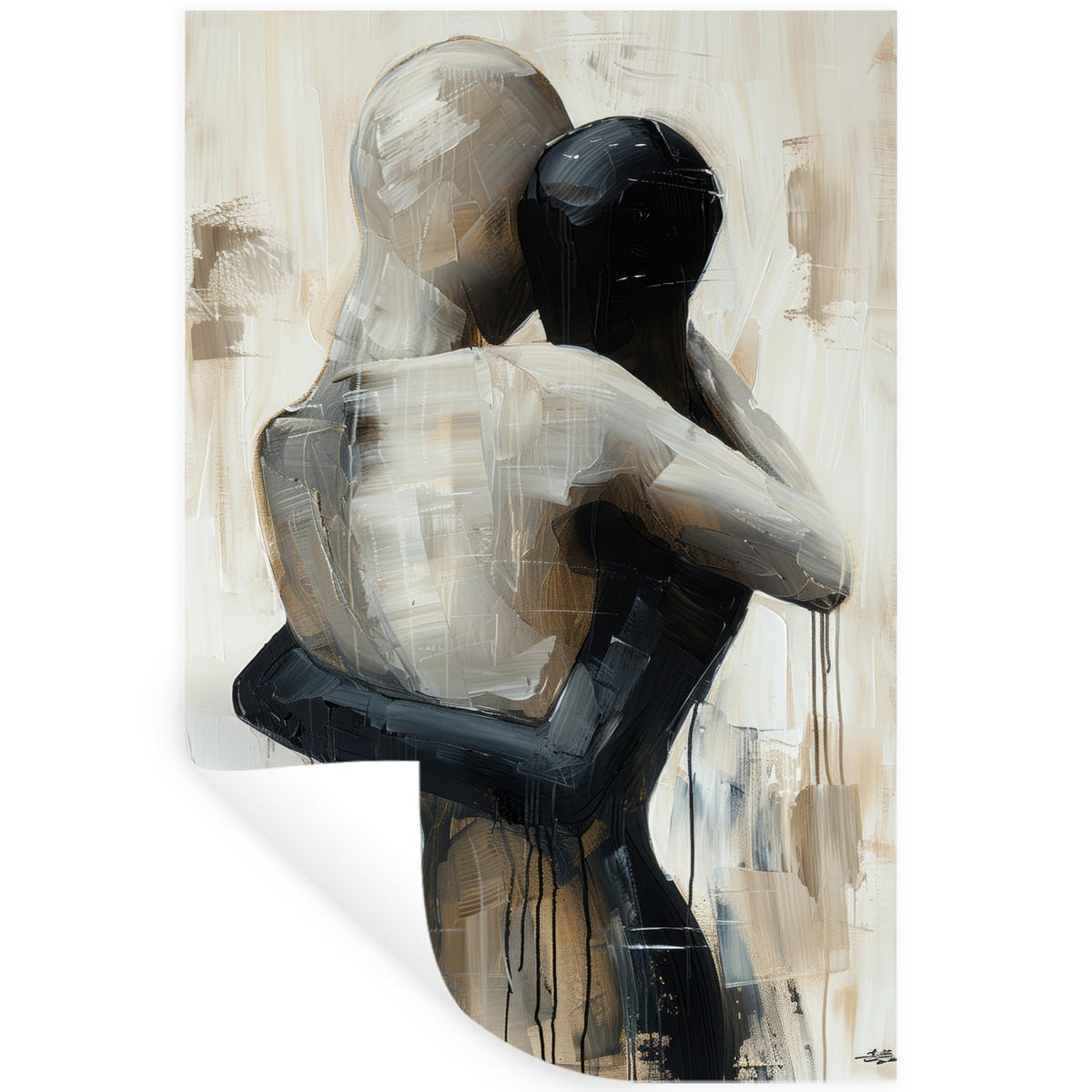 WANDTATTOO Abstrakt - Liebe - Schwarz und weiß - Modern 80x120 cm - Schwarz, Kunststoff (80/120/0.1cm) - MuchoWow